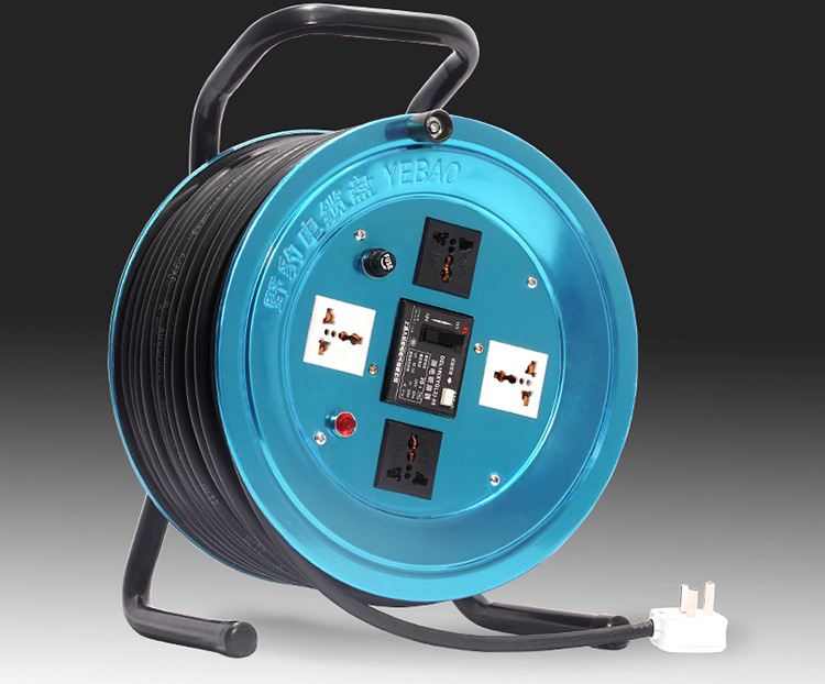 野豹牌移动电缆盘 卷线盘拖线盘不锈钢接线盘接线板 220v 50米线
