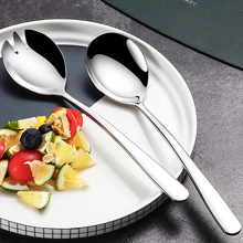 304不锈钢一体式勺叉创意家用沙拉勺长柄叉子酒店勺子学生面食叉