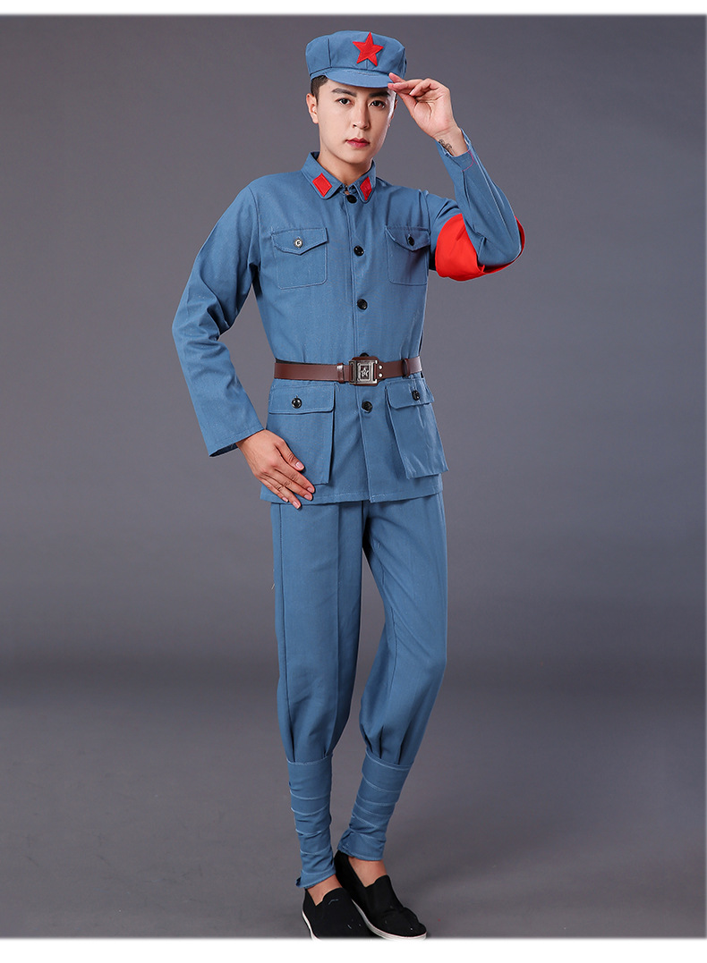 棉麻粗布小八路军演出服红军服抗战服装新四军服装表演服男女军装