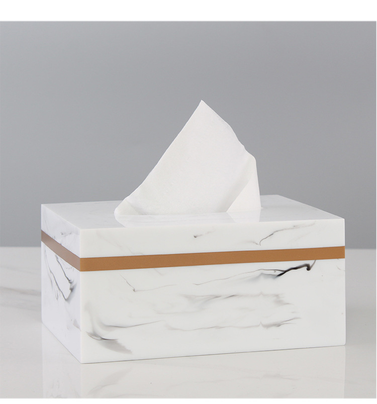 纸巾盒轻奢客厅简约茶几北欧创意餐巾纸抽盒酒店大理石纹理抽纸盒