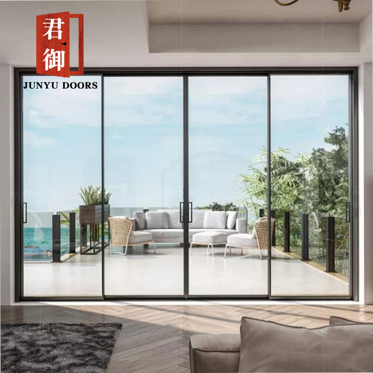 网红16极窄边框阳台铝合金钢化中空玻璃推拉门吊趟门厨房书三联动