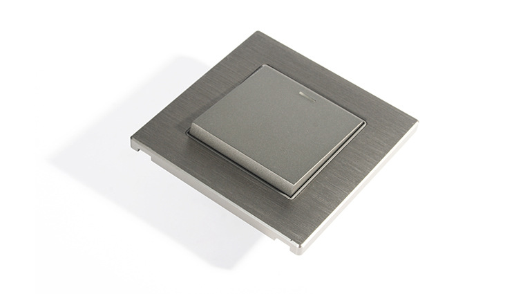 墙壁一键机械按钮控制开关面板灰色拉丝铝指示灯1位2向摇滚开关