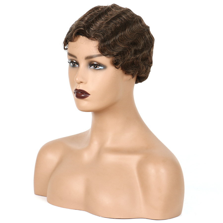 水波纹假发短卷发复古大上海旗袍假发女上海风情旗袍假发头套