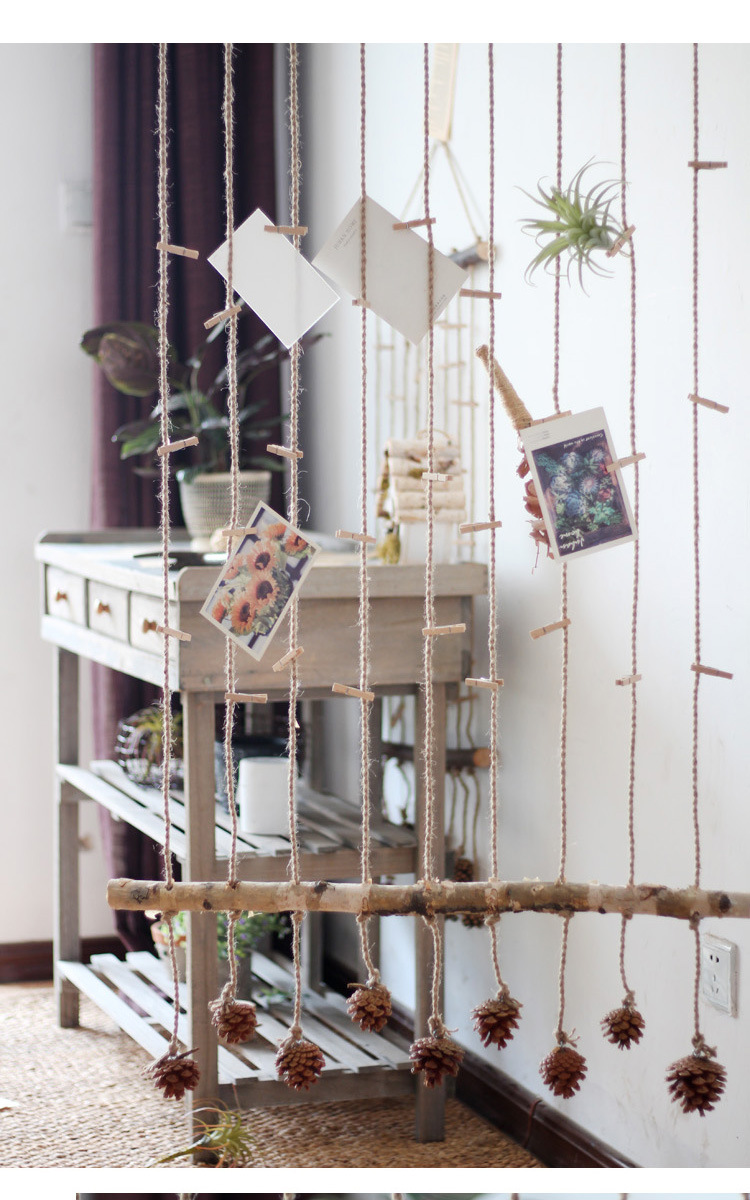 壁挂垂吊夹子白桦木挂饰民宿照片墙装饰花店工作室墙饰拍摄道具