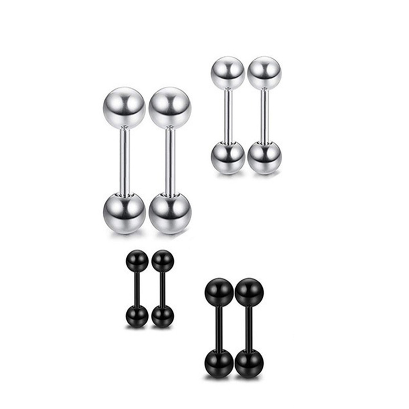 Manufacturer Titanium Steel Bean-Shaped Stud Earrings Barbell Simple Fashion Eyebrow Ring Tongue Pin Ear Studs Piercing Jewelry