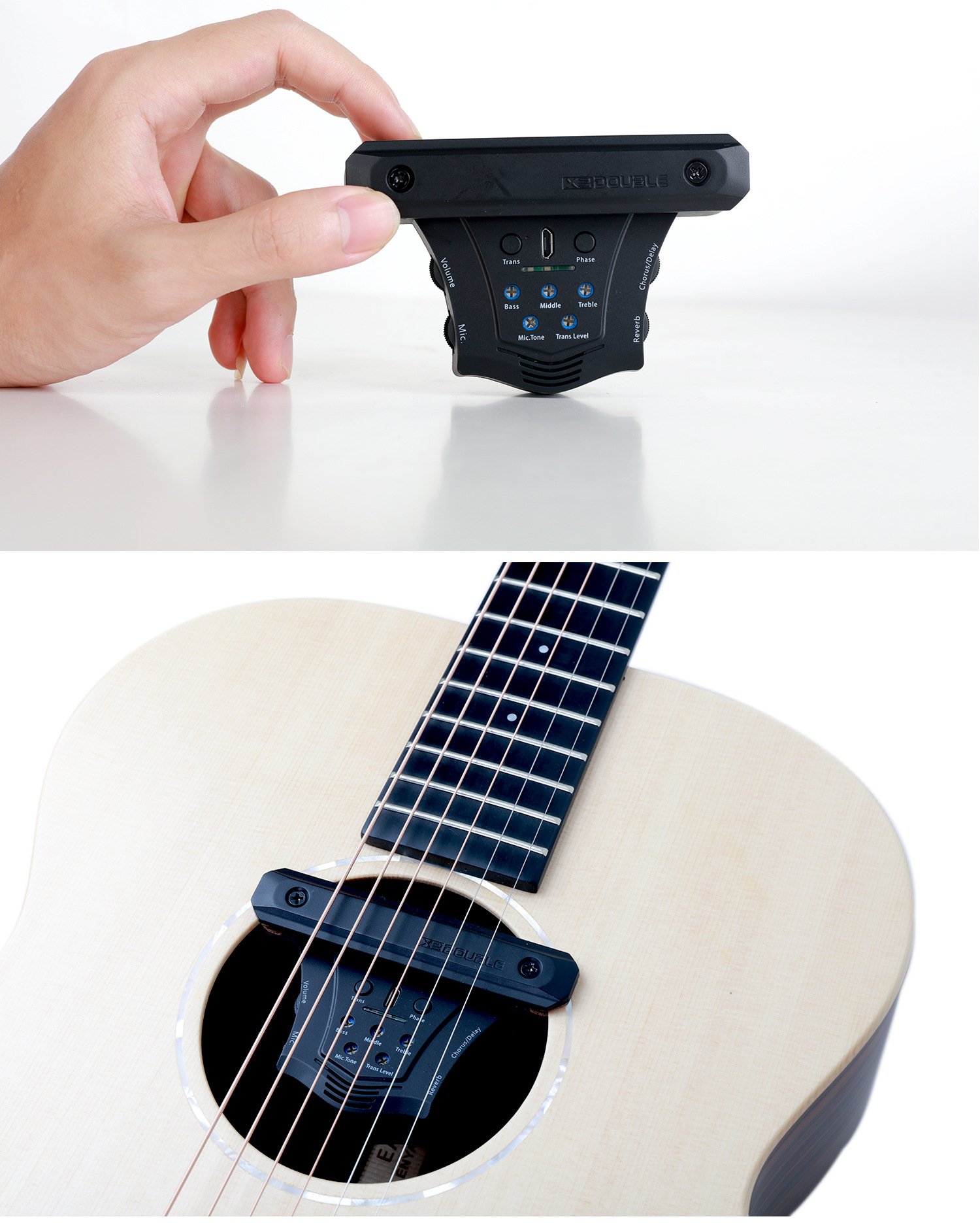 double德博吉他精灵g0加振民谣木吉他拾音器免开孔加震器专业演出