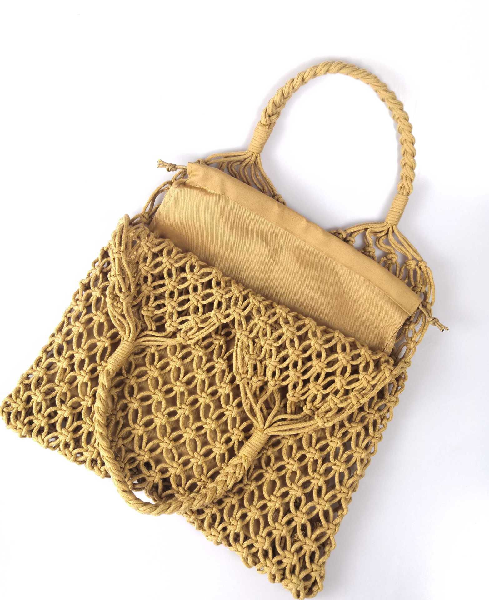 手编包 棉绳包镂空编织包手工棉绳草编包 度假沙滩包潮