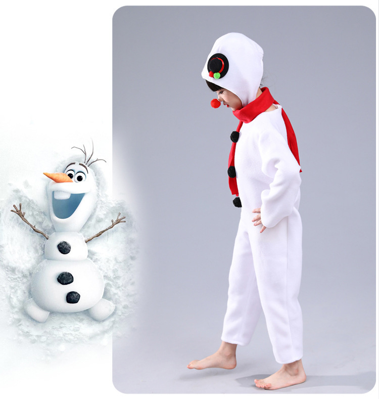 新款儿童雪人表演服小雪人演出服圣诞节红鼻子雪娃娃演出服装