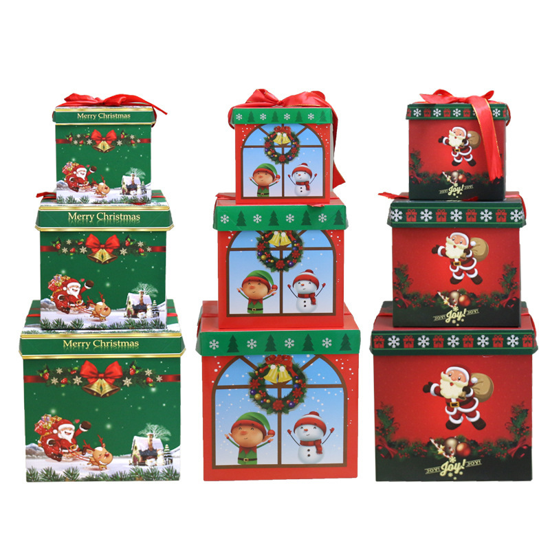 New Christmas Gift Box Three-Piece Christmas Decorations Decoration Hair Clipper Christmas Scene Layout Gift Box Gifts