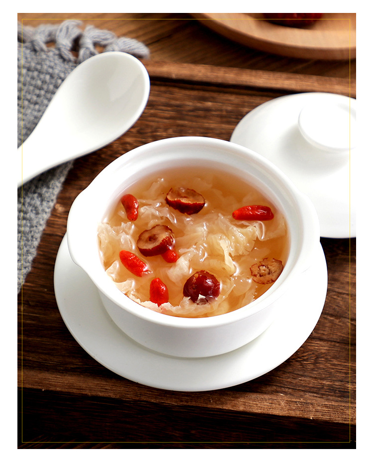 酒店纯白隔水炖盅4寸隔水陶瓷炖煲汤盅餐厅餐具带盖补品蒸蛋例汤