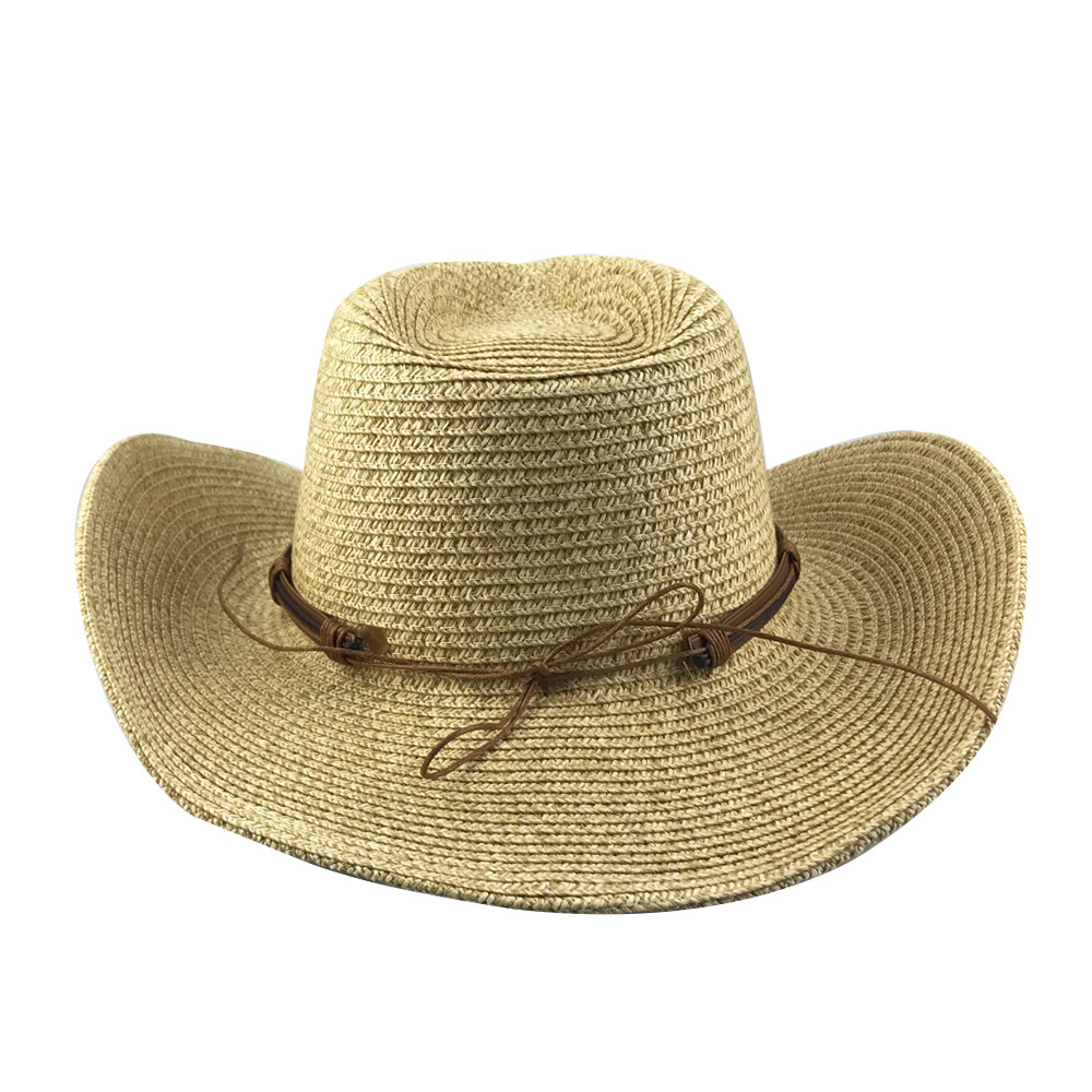 跨境热销夏季草帽男女海盗遮阳帽美国西部牛仔草帽大沿沙滩帽子 材质