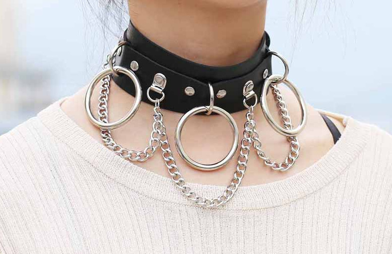 女星皮项圈 女潮网红锁骨链 韩版气质 皮革颈带脖子配饰短款颈链