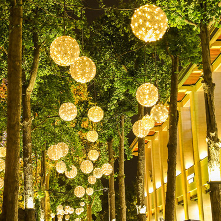 厂家防水led藤球灯ins户外圆球灯景观亮化挂树球户外藤球小彩灯串