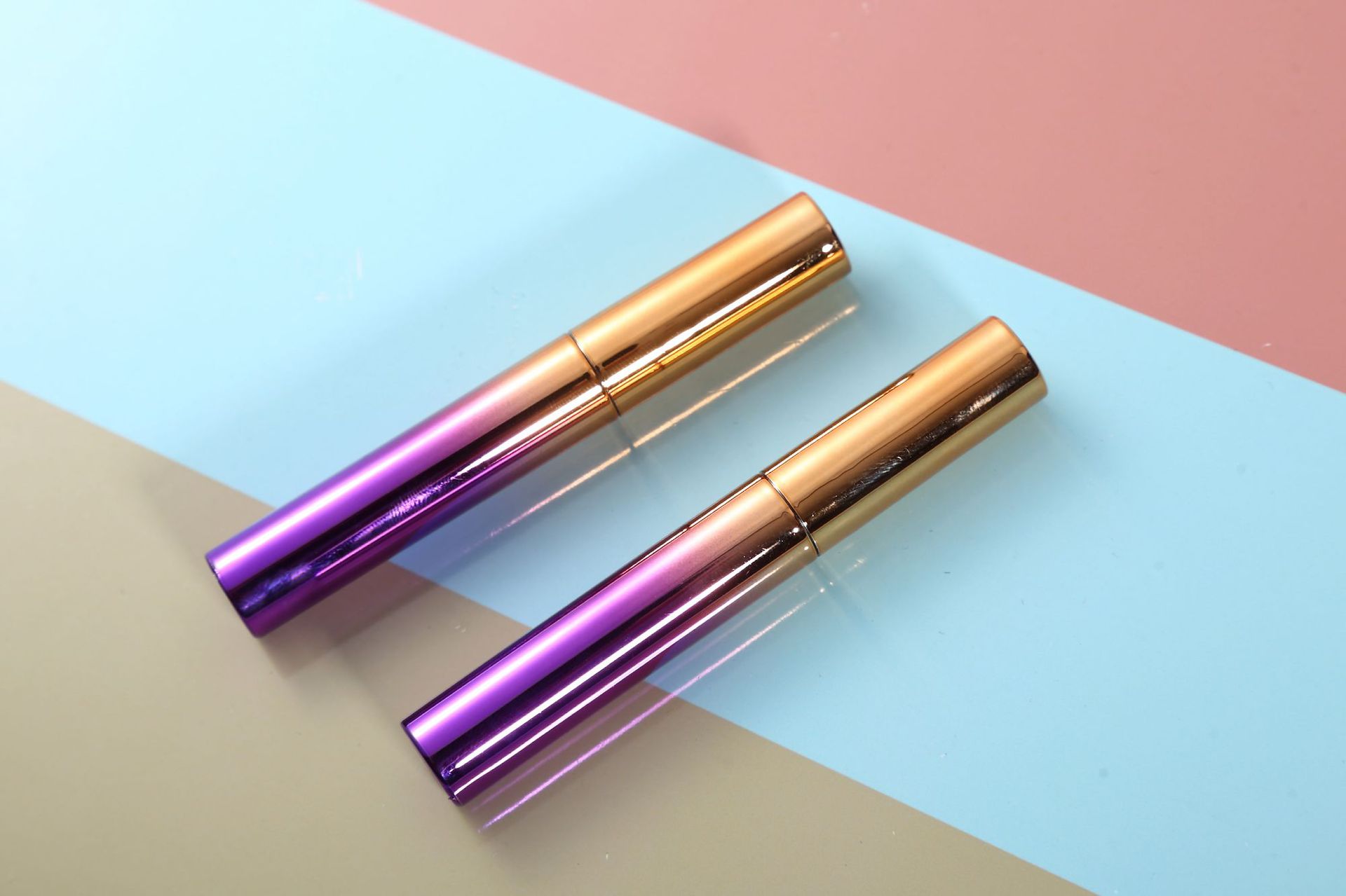 电镀渐变色小圆柱眼线液瓶5ml睫毛胶水瓶源头厂家支持定制