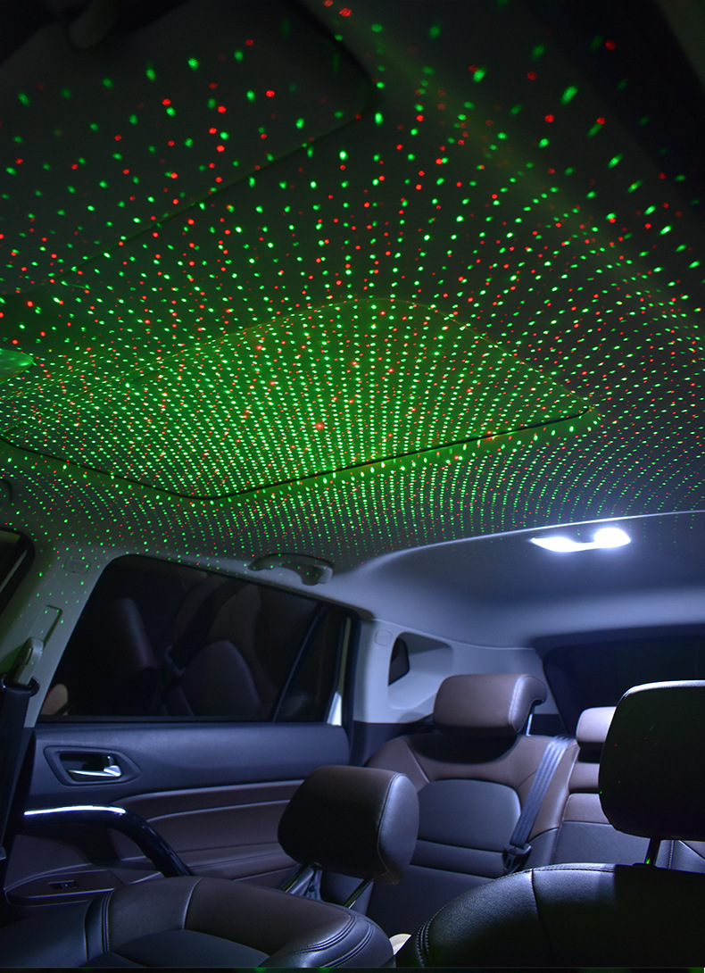 新款汽车车顶星空灯呼吸闪烁声控满天星车灯旋转双色车载星空灯