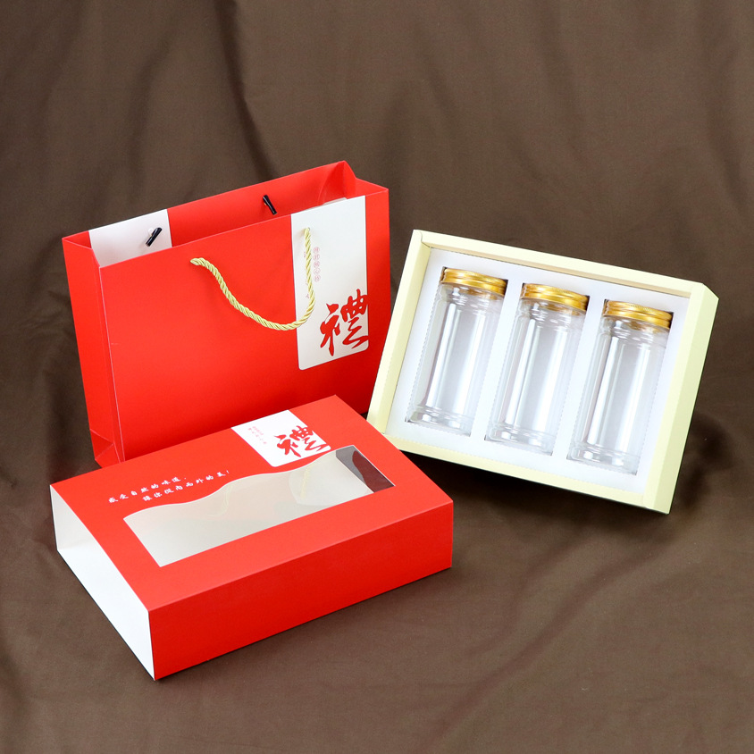雪莲子雪燕桃胶包装盒3瓶三七粉四宝粉西洋参石斛礼品盒花茶
