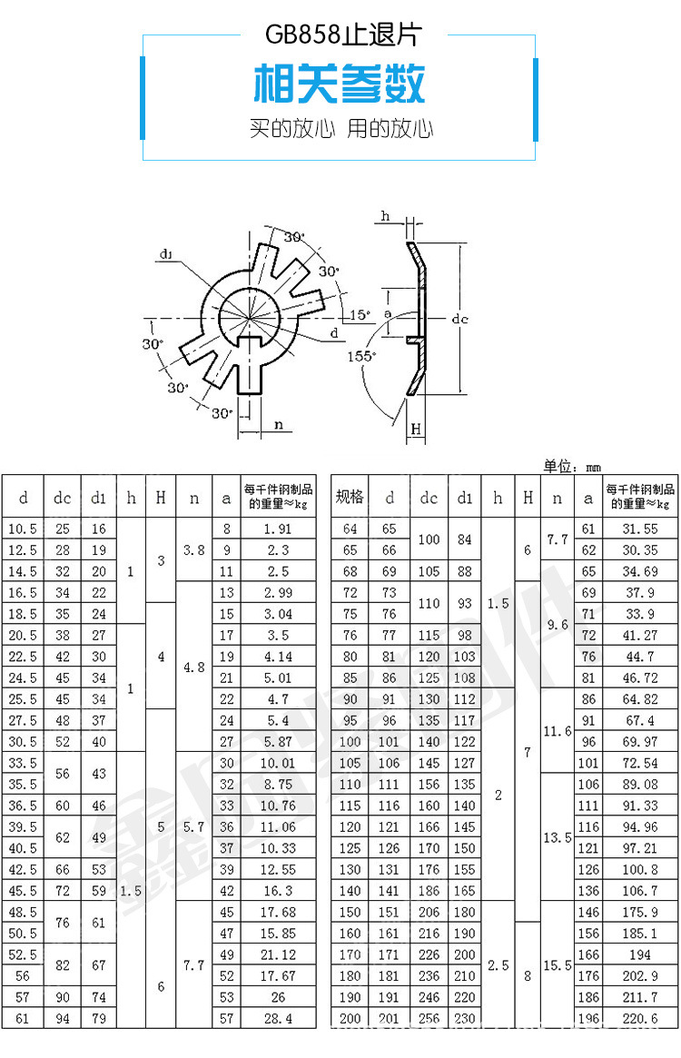 gb858止退垫片止动垫圈圆螺母用/六爪垫圈/挡圈垫片圆螺母止退片
