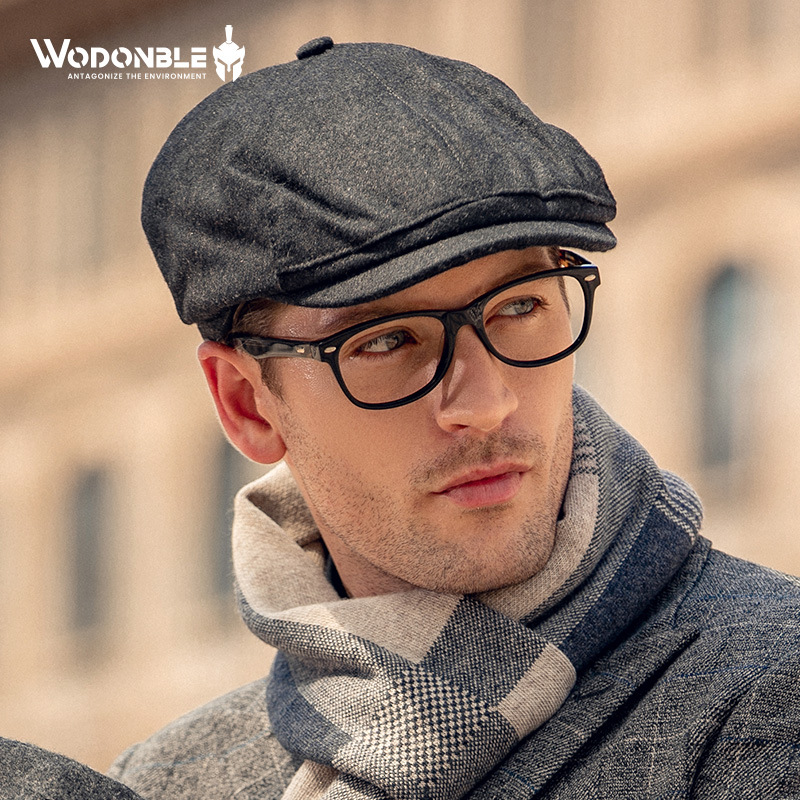 帽子男秋冬季韩版前进帽加厚鸭舌帽毛呢休闲英伦风冬天男士贝雷帽