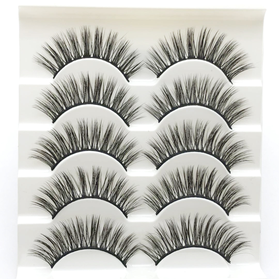 5 Double Pairs of False Eyelashes 3D Chemical Fiber Three-Dimensional Multi-Layer Black Hard Thick False Eyelashes Source Factory Eyelash