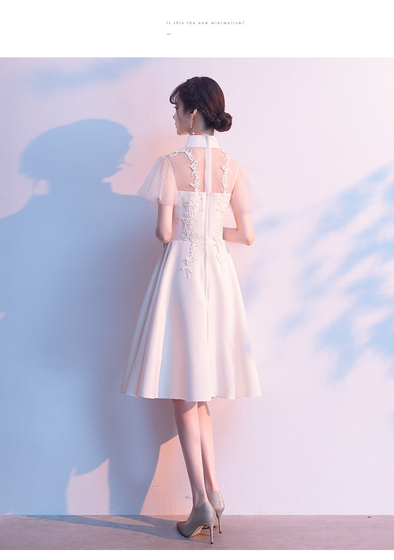 白色礼服裙女宴会气质显瘦平时可穿生日洋装伴娘仙女系短款小礼服