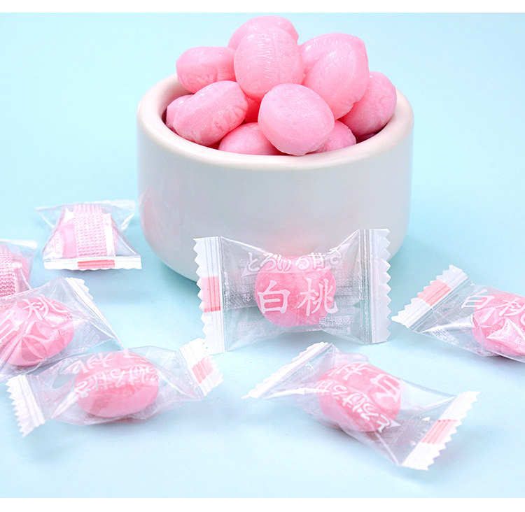 京特白桃糖500g果汁水果味硬糖喜糖水蜜桃巨峰葡萄蜜柚味糖果零食