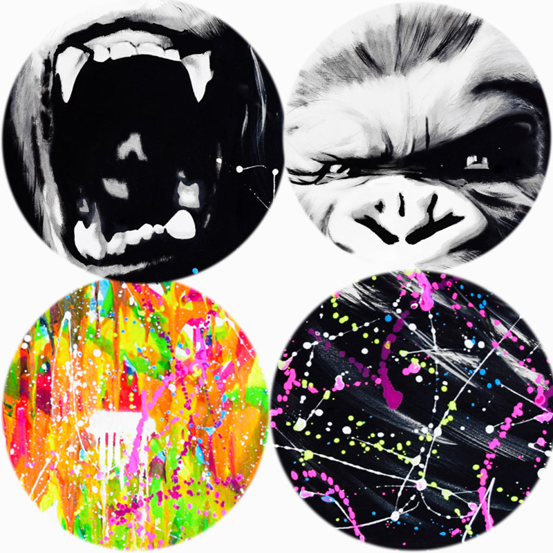 外贸爆款 涂鸦画愤怒的抽象猩猩波普艺术绘画海报版画装饰