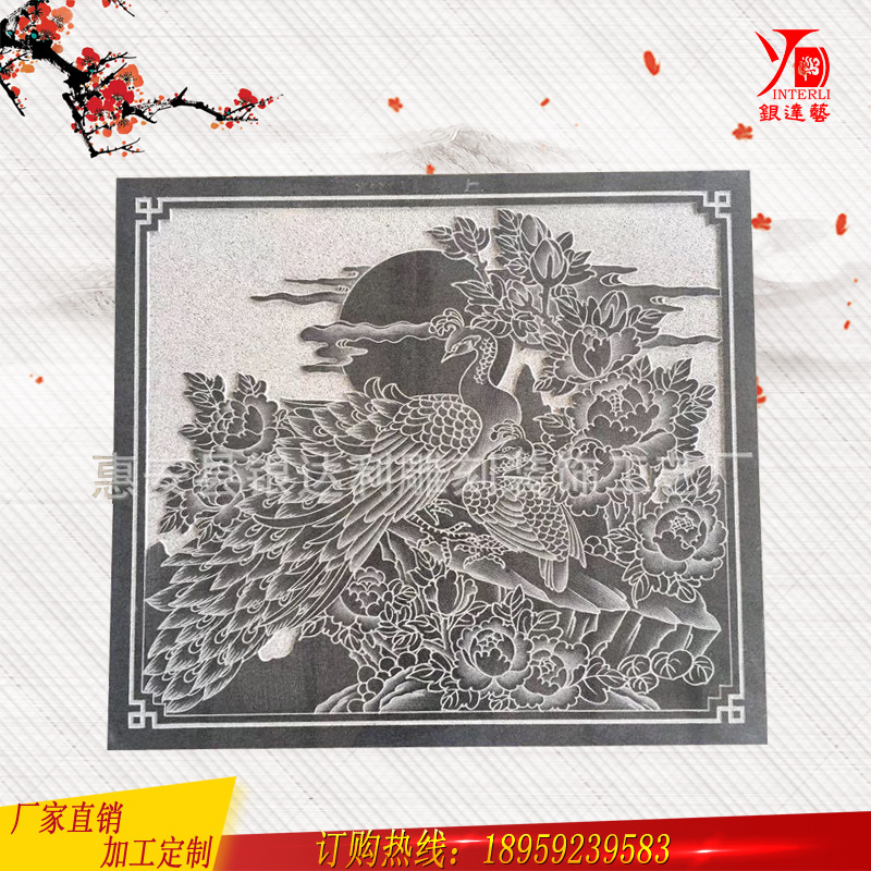 惠安石雕线雕花鸟画 大理石雕刻沉雕石材雕花工艺石影雕 厂家定制