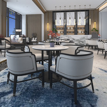 新中式售楼处布艺卡座沙发酒店洽谈区接待软装家具茶楼实木沙发