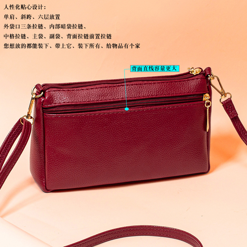 2023 New Women's Bag Shoulder Messenger Bag Simple Internet Celebrity Women's Bag Stall Supply Retro Six-Layer Grocery Bag