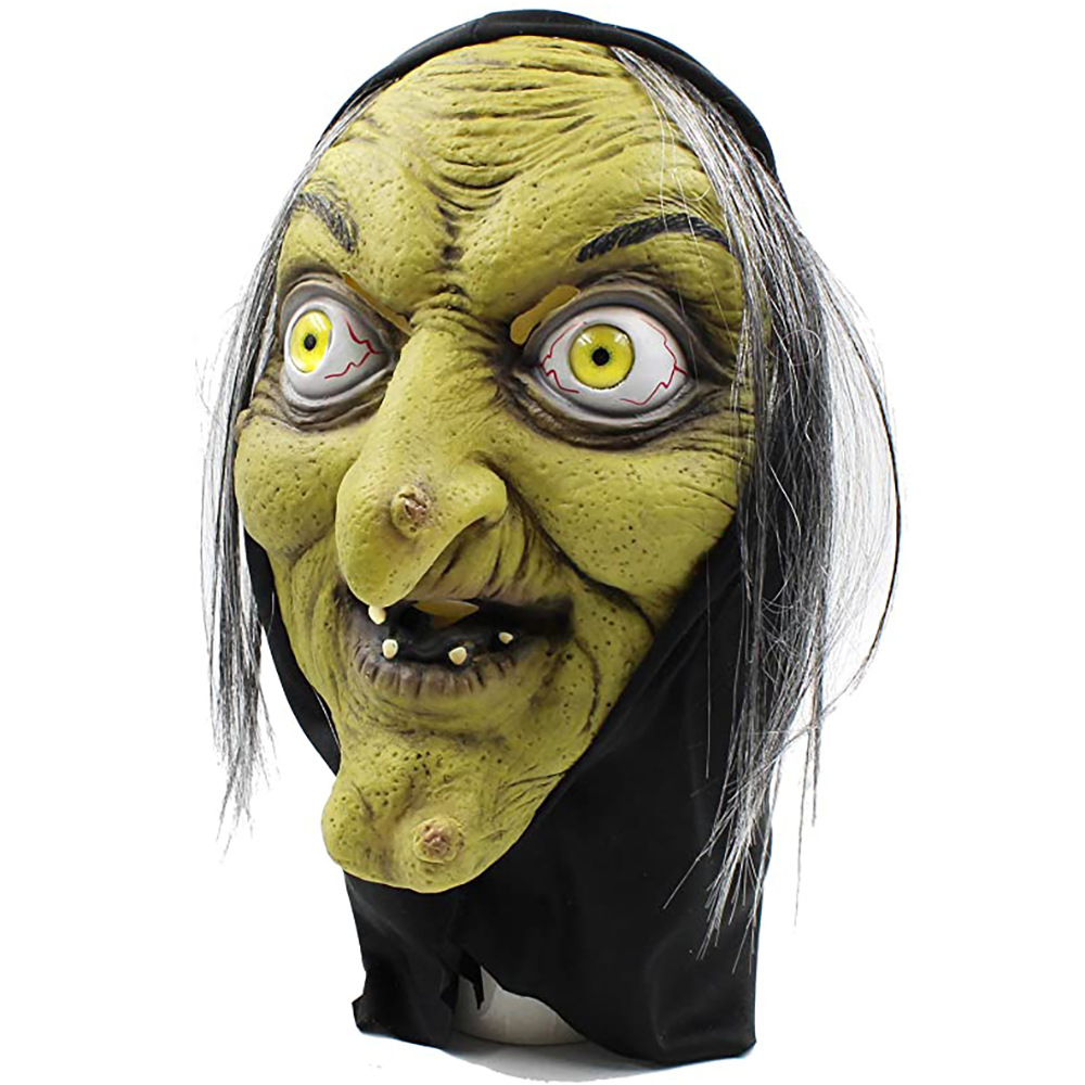 万圣节恐怖女巫面具乳胶头套修女cosplay派对舞会女巫婆面具