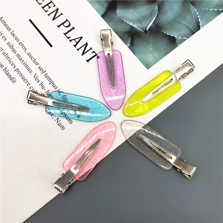 Japanese Candy Color Cosmetic Clip Leaves Traceless Clip Beauty Tools Net Red Hair Clip for Broken Hair Barrettes Sub Transparent Barrettes Bang Clip