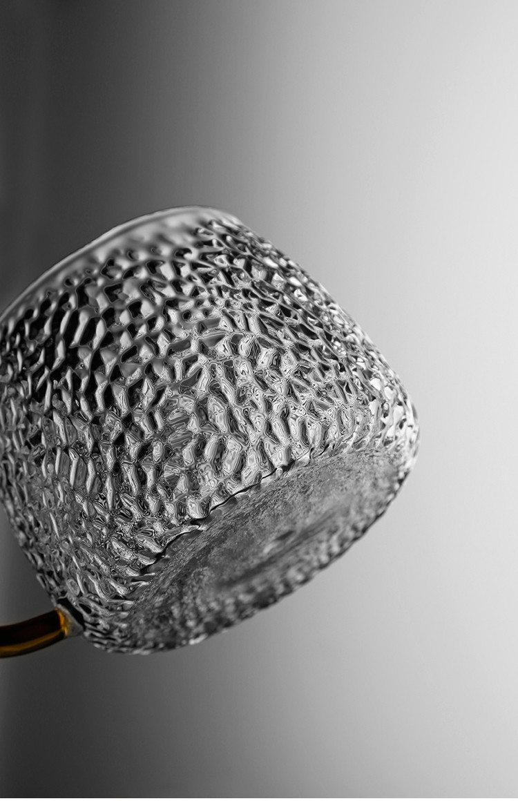 高硼硅玻璃茶杯带把玻璃茶杯子创意锤纹水杯家用啤酒果汁杯竖纹杯