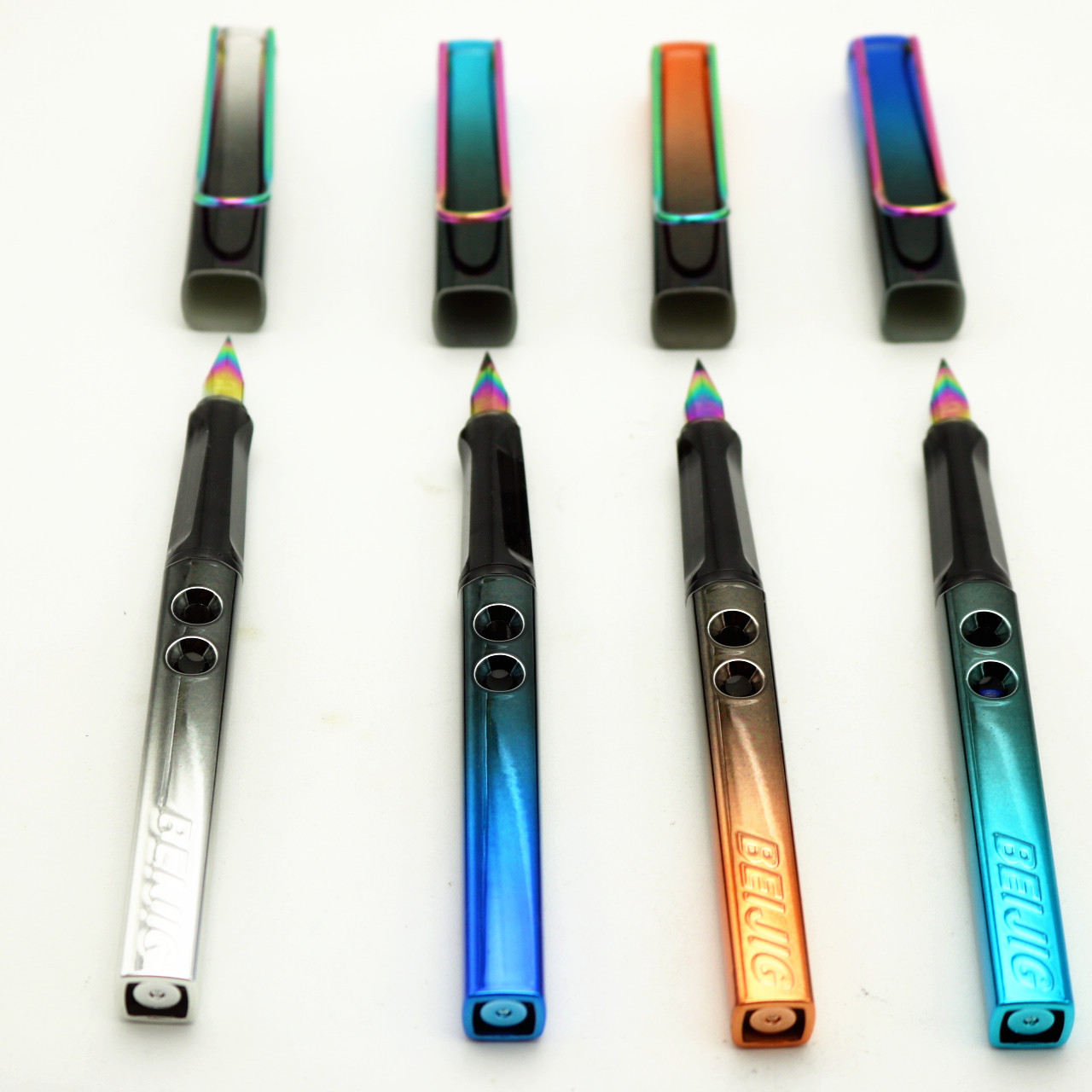 批发北极光8039型渐变色炫彩ef尖正姿墨囊钢笔粗杆学生练字钢笔