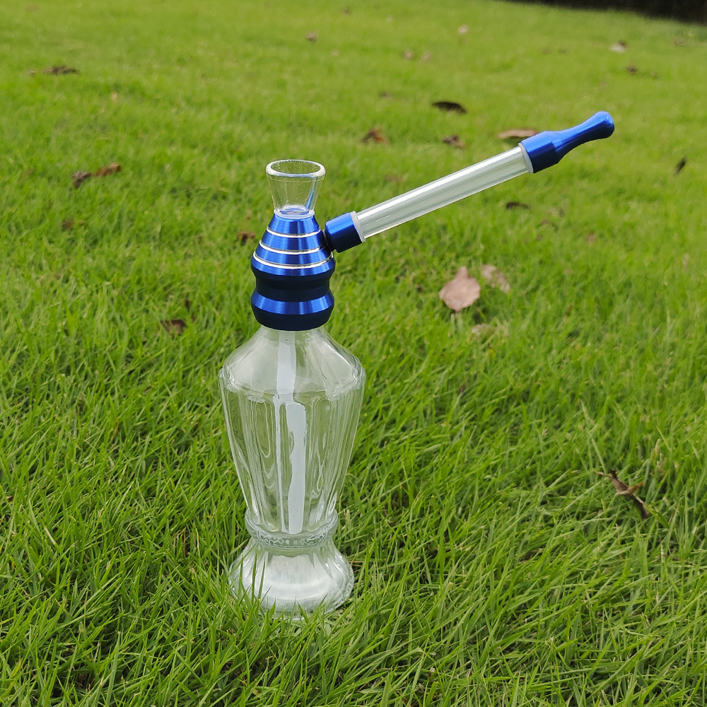 跨境专供新款玻璃水烟斗 大号细嘴可拆洗hookah pipe 花瓶造型