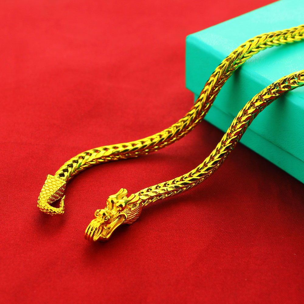 时尚霸气男士龙项链仿沙金镀厚24k真黄金链首饰一件代发