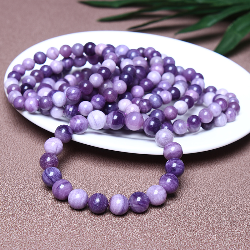 福盛源珠宝水晶舒莹石手链紫色单圈手串时尚简单舒俱来伴生矿女款