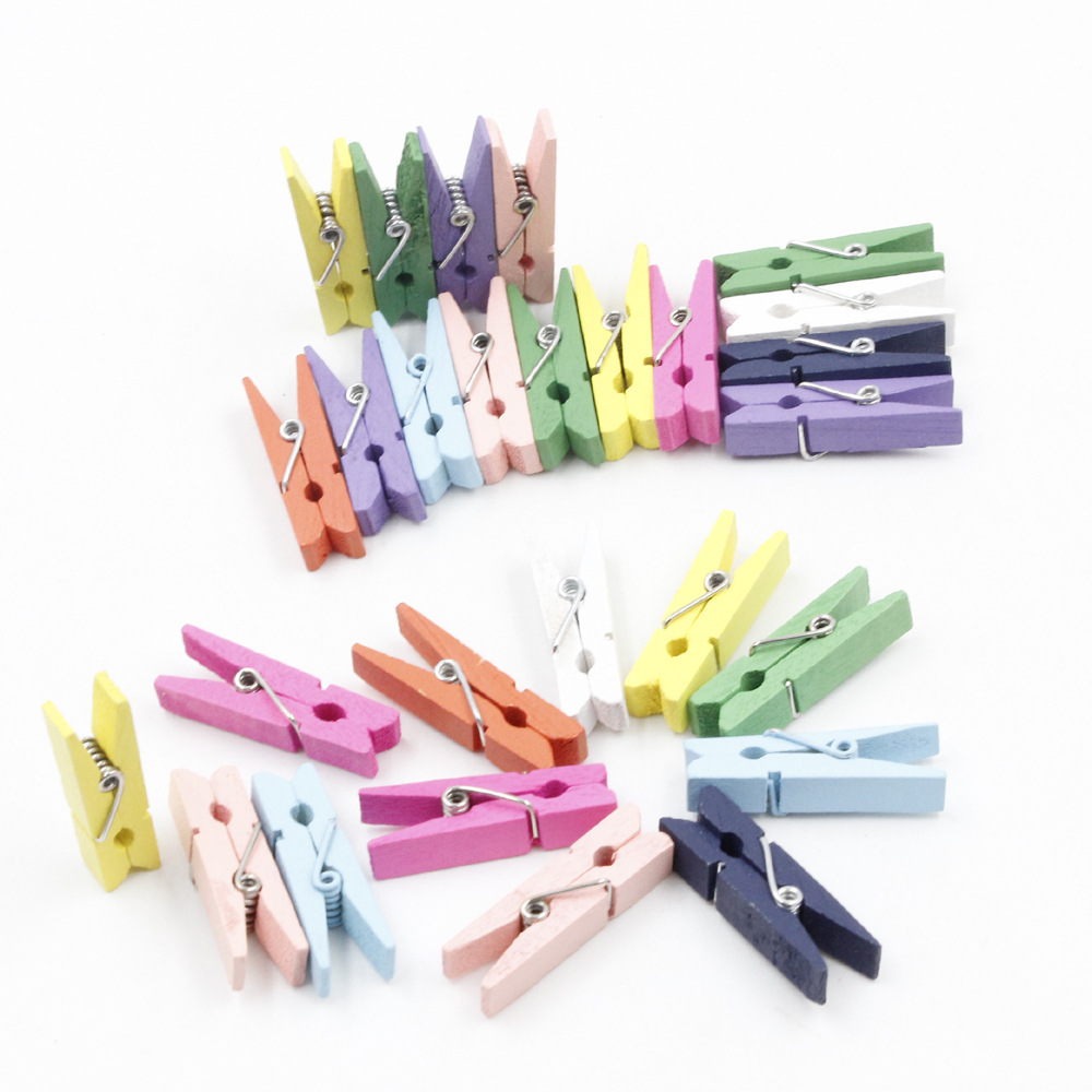 厂家直销小木夹家居装饰照片桦木小木夹diy手工艺品用彩色木夹