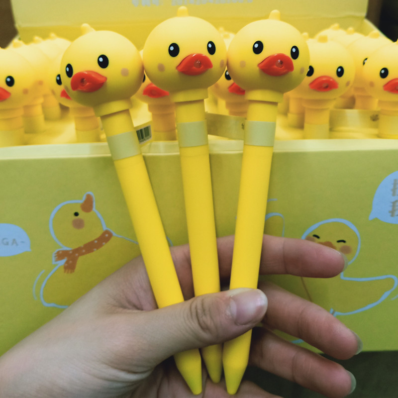 响指创意网红鸭子发声发光中性笔可爱萌宠干啥鸭led灯全针管水笔