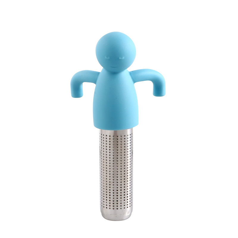 Creative Silica Gel Tea Strainer Tea Making Tools Stainless Steel 304 Tea Strainer Cute Little Man Separated by Tea Dust Lazy Man Tea Infuser