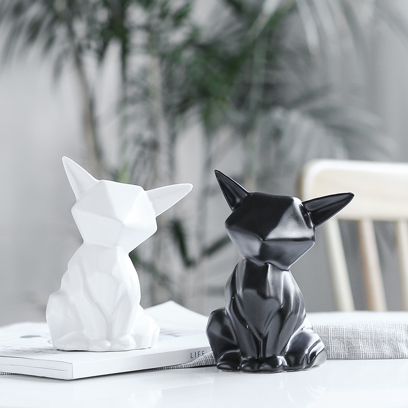 Creative Nordic Style Origami Irregular Simple Modern Ceramic Home Animal Furnishings Ornaments