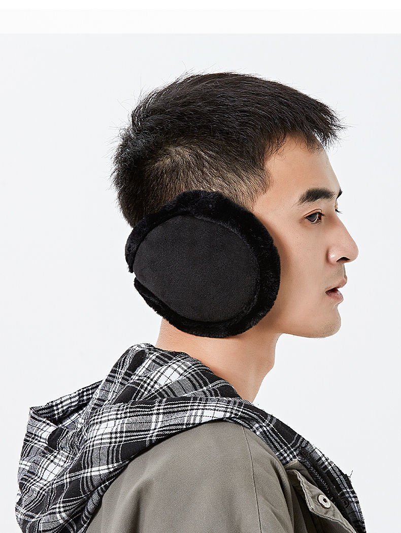 新款加厚毛绒保暖耳罩男士护耳套冬季防寒后戴式耳暖耳包色学生