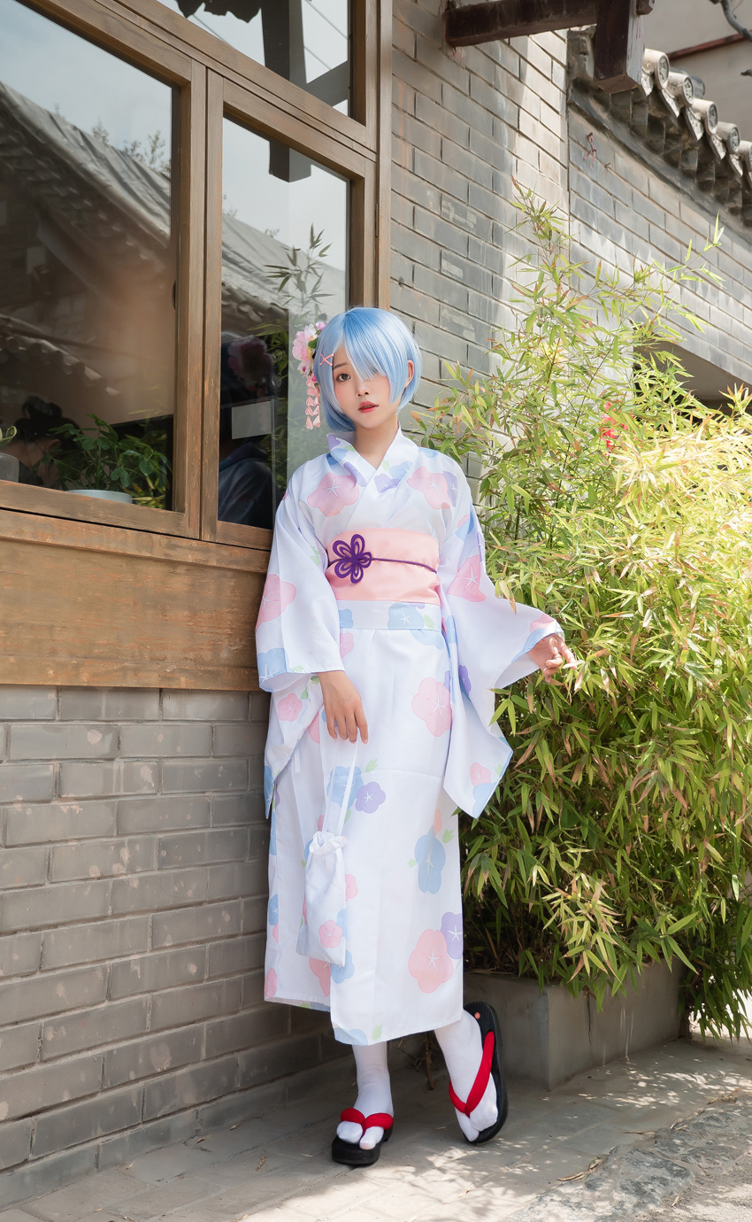 新款蕾姆cosplay服女装拉姆和服浴衣雷姆花祭服花魁夏日祭代发