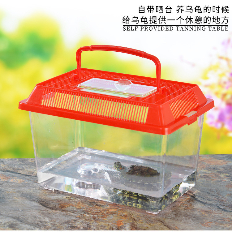 Large, Medium and Small Portable Plastic Fish Tank Turtle Jar Turtle Tank Terrapin Turtle Box Plastic Rice Container Amphibious Turtle Jar Wholesale