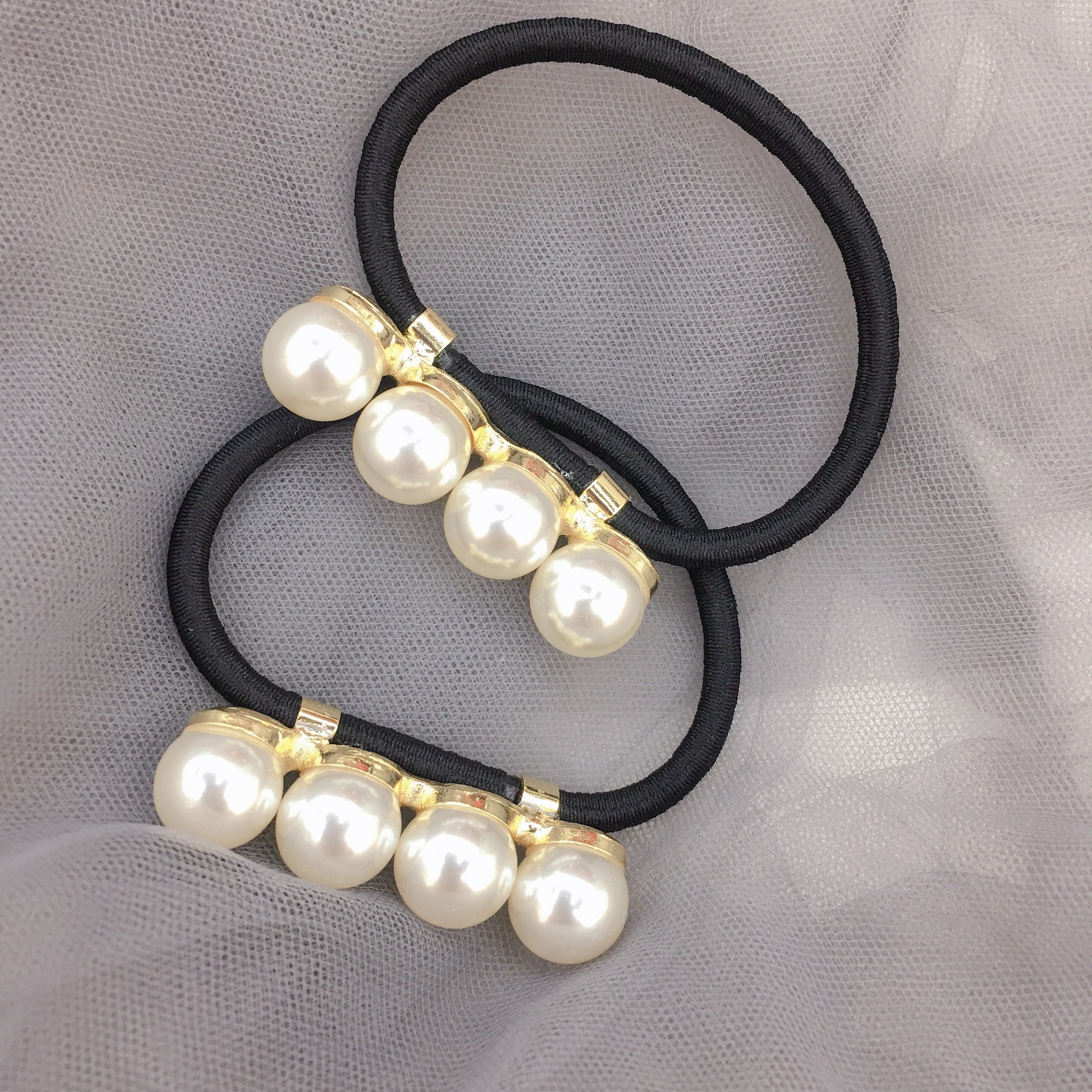 韩版东大门珍珠头绳女东大门新款简约气质马尾皮筋发绳头饰吴向东