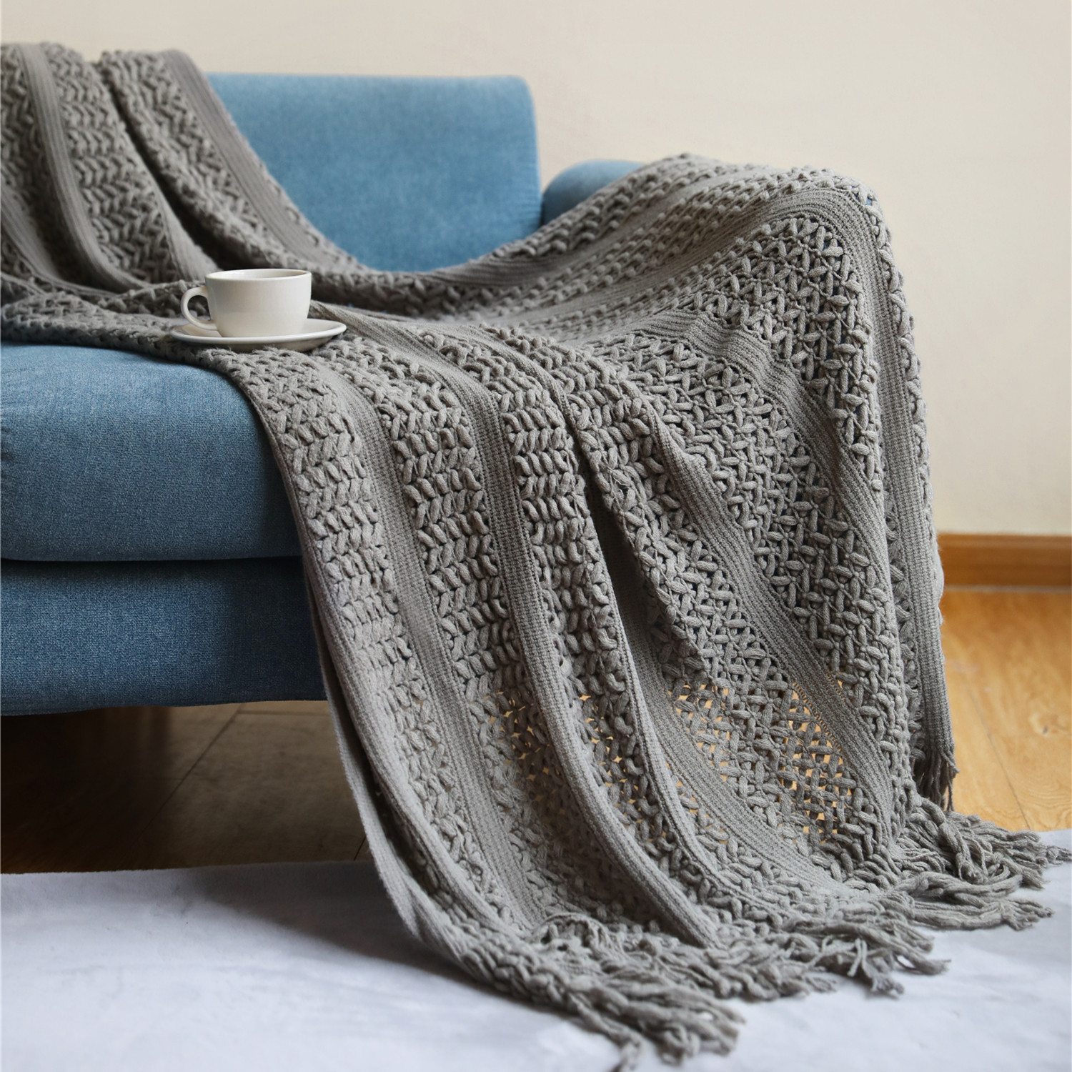 Nordic Sofa Blanket Cover Blanket Knitted Blanket Homestay Hotel Throw Blanket Bed Runner Hollow Blanket Bed Blanket Nap Blanket