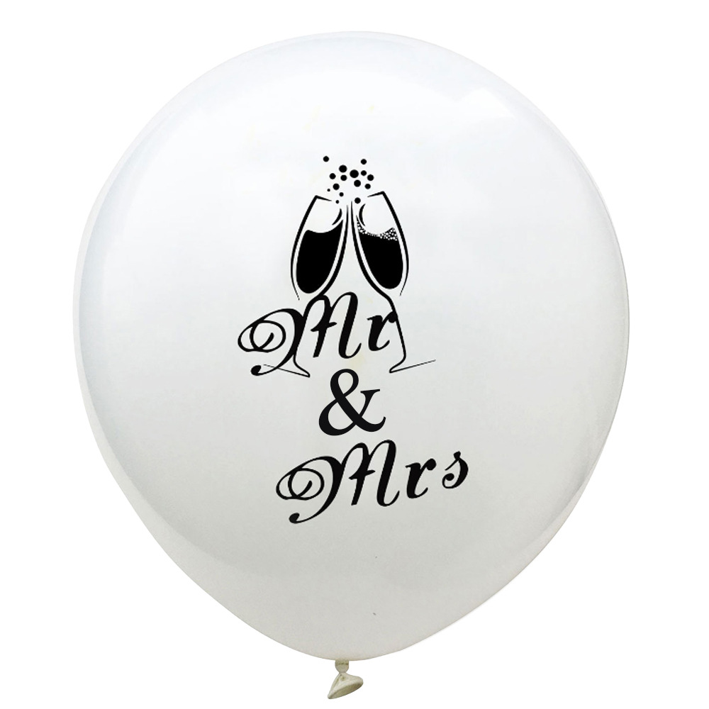 Rose Gold 12-Inch Just Married White Latex Balloon Mr Mrs Wedding Decoration Balloon