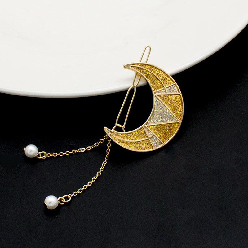 欧美新款梦幻月亮发夹 金粉滴油发饰 跨境亚马逊速卖通wish青蛙夹