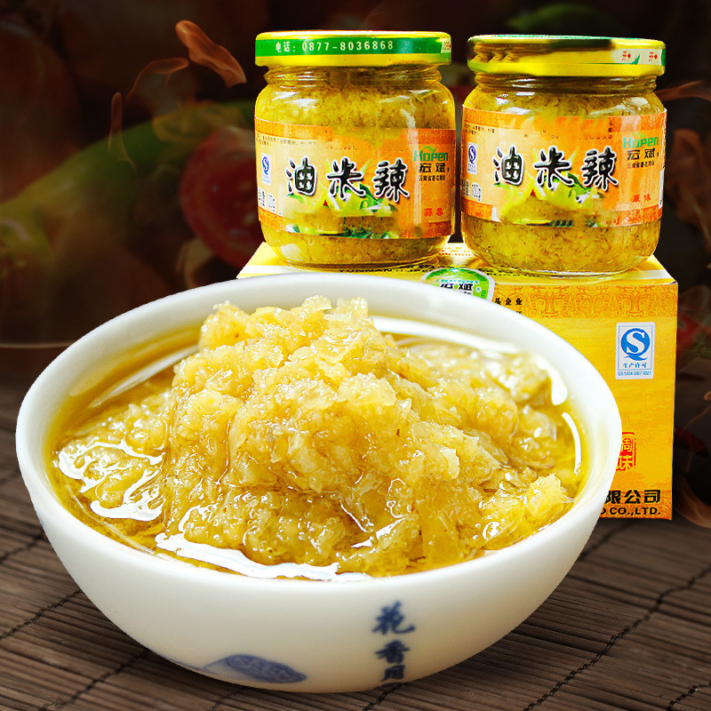 云南特产宏斌油米辣蒜蓉 原味200g下饭调味酱料小米辣厂家直销批