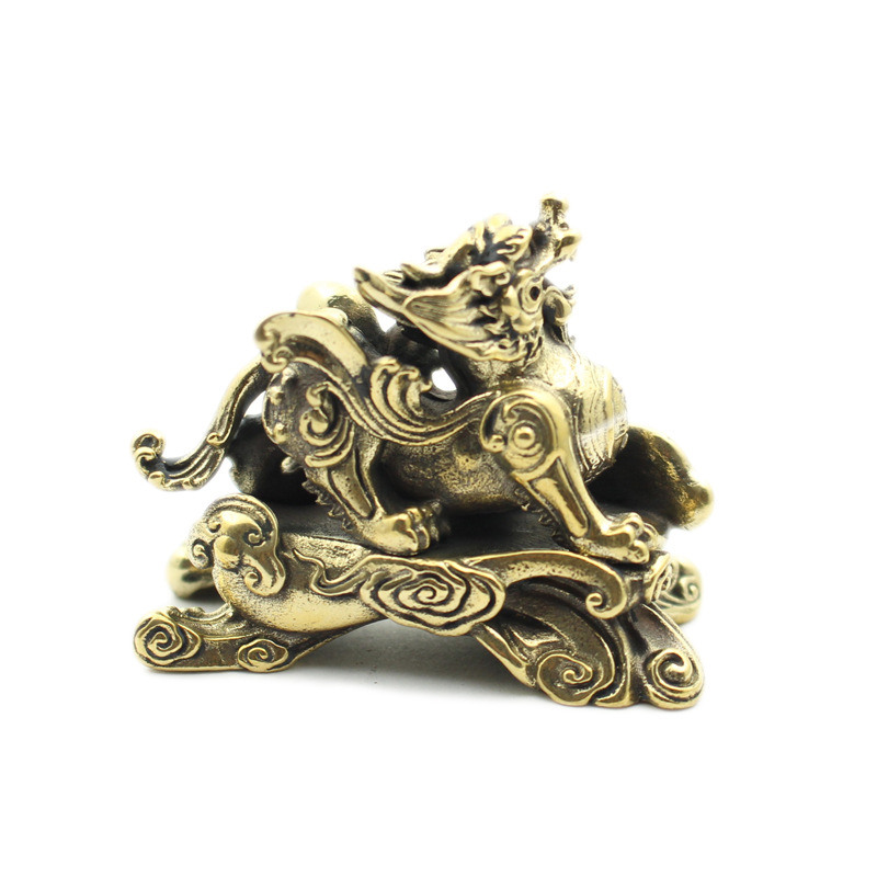 一帆风顺 广进黄铜 做旧文玩貔貅麒麟神兽桌面摆件地摊批发