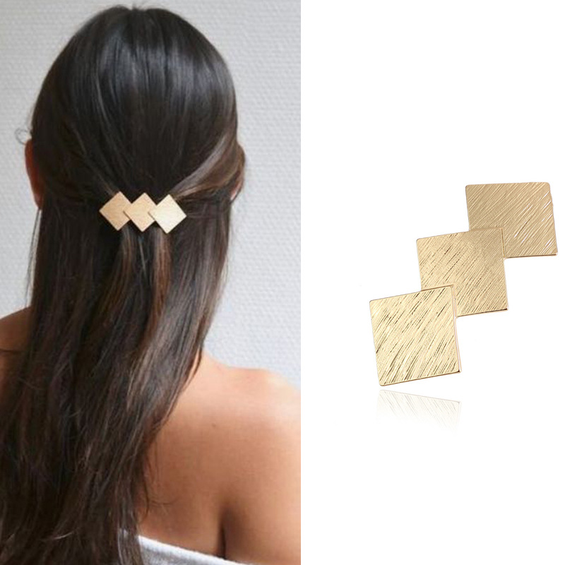 Creative Style Women's Hair Accessories Overlapping Rhombus Hemp Barrettes Alloy Plating Geometric Barrettes